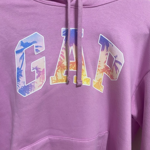 NWOT GAP Pink Hoodie with Tropical design - Picture 2 of 3